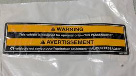Arctic Cat 2611-769 Genuine Seating Capacity Warning Decal New Oem