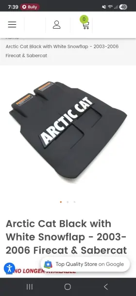 3606-413 Arctic Cat 3606-461 New 2003-2006 Firecat F5 F6 F7 Oem Snow Flap Black / White