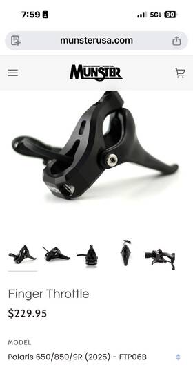 Polaris Ftp06b Munster Finger Throttle 2025 600/850/900 Nwt