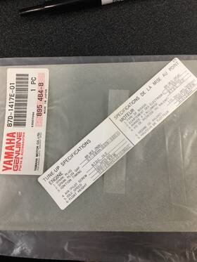 Yamaha 87d-1417e-01 New Oem Tune Up Spec Decal Ovation Cs340