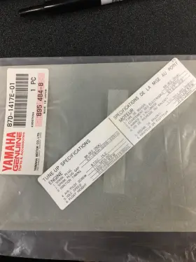 87d-1417e-01 Yamaha New Oem Tune Up Spec Decal Ovation Cs340