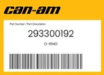 Can-am Genuine O-ring 293300192 New. Price: $5.83.