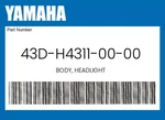 Yamaha Genuine Body, Headlight 43D-H4311-00-00 New. Price: $9.73.