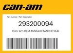 Can-am Genuine Anneau Etanche Seal 293200094 New. Price: $11.32.