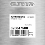 826847500 Cylinder Head Fits John Deere (surplus Open Box) New. Price: $279.98.